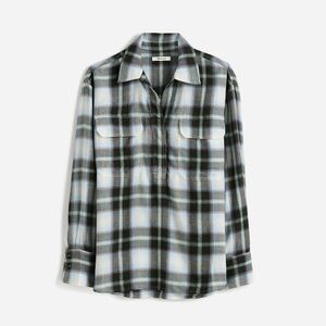 Madewell pop over shirt in plaid city blue size large